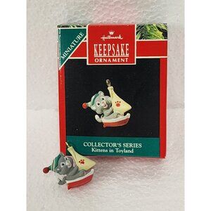 Hallmark Keepsake Miniature Ornament 1990 Kittens in Toyland Holiday Vintage